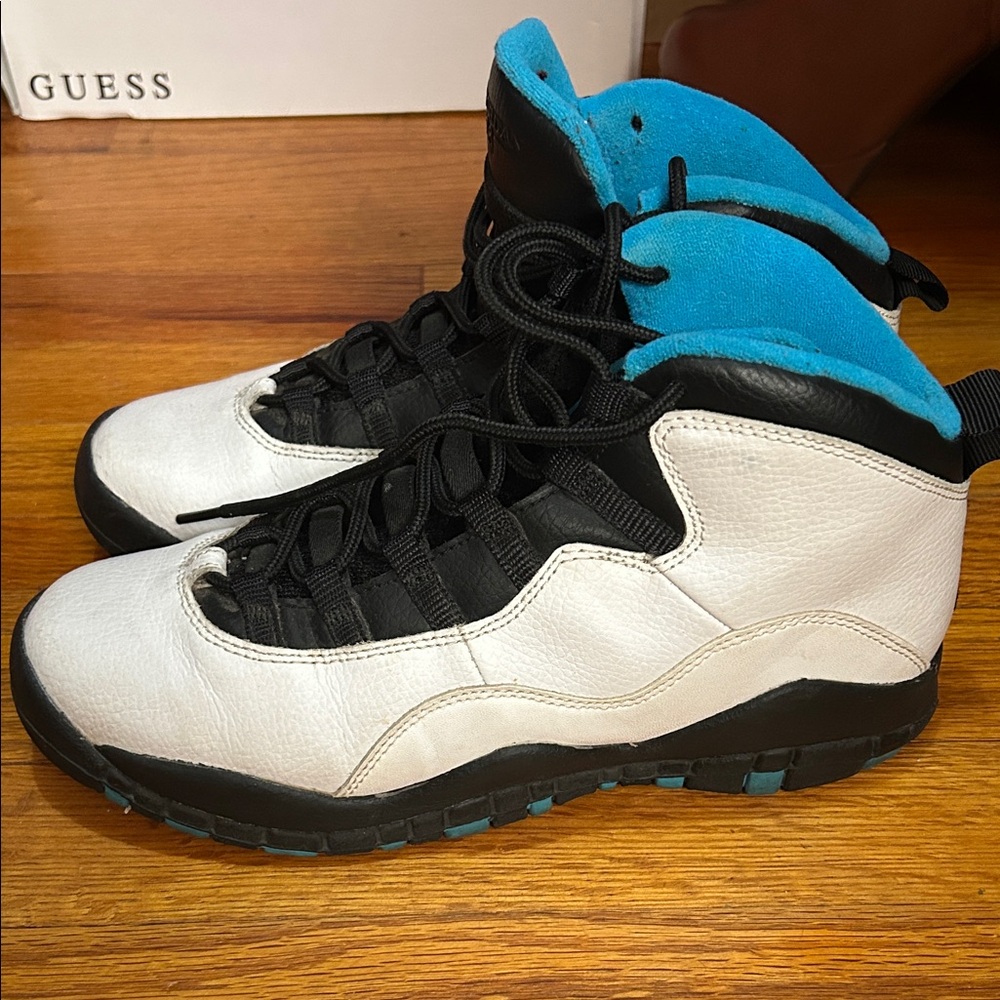 Jordan Kids White Black Teal High-Top Sneakers